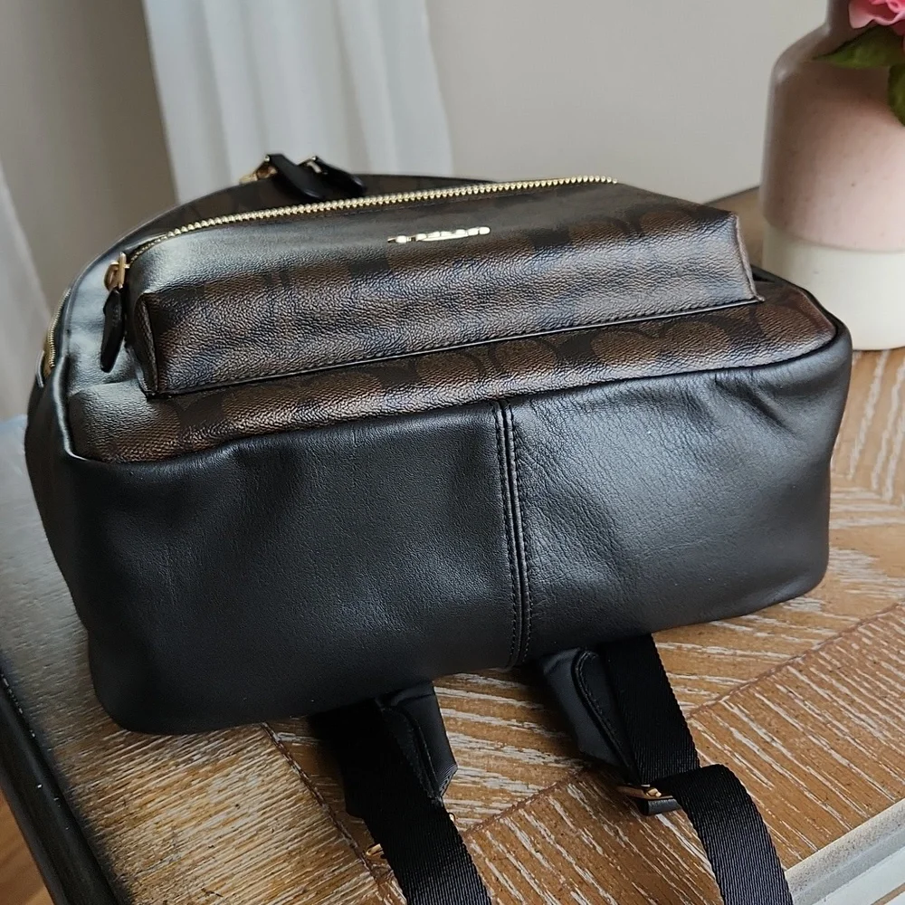 Coach Leather and Canvas Backpack Black & Brown - Picture 6 of 9